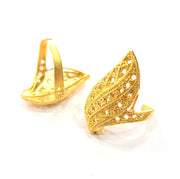 Gold Ring Blank Ring Settings Ring Bezel Base Cabochon Mountings Adjustable  (2mm  blank ) Gold Plated Brass G10226