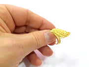 Gold Ring Blank Ring Settings Ring Bezel Base Cabochon Mountings Adjustable  (2mm  blank ) Gold Plated Brass G10226