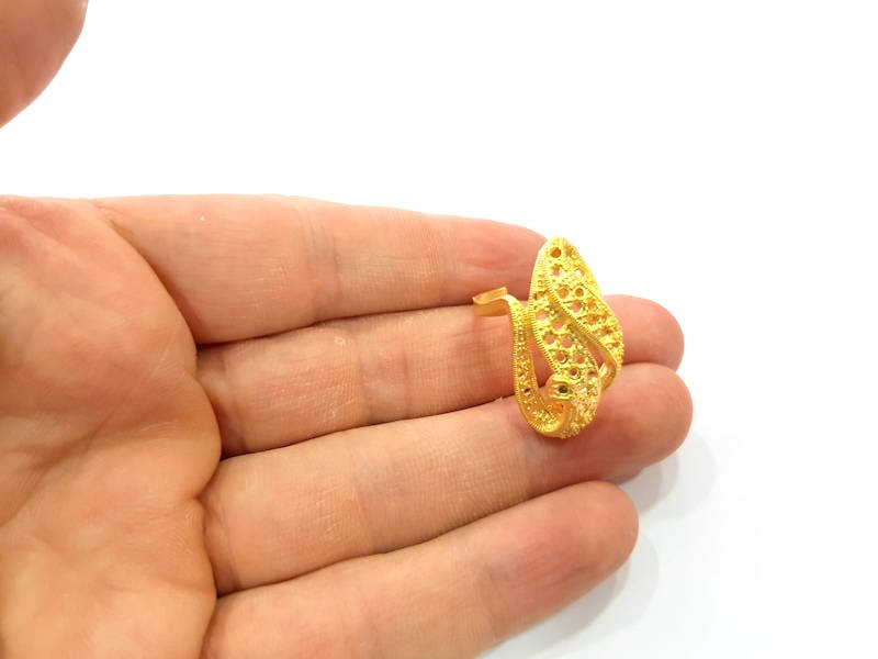 Gold Ring Blank Ring Settings Ring Bezel Base Cabochon Mountings Adjustable  (2mm  blank ) Gold Plated Brass G10229