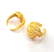 Gold Ring Blank Ring Settings Ring Bezel Base Cabochon Mountings Adjustable  (2mm  blank ) Gold Plated Brass G10230