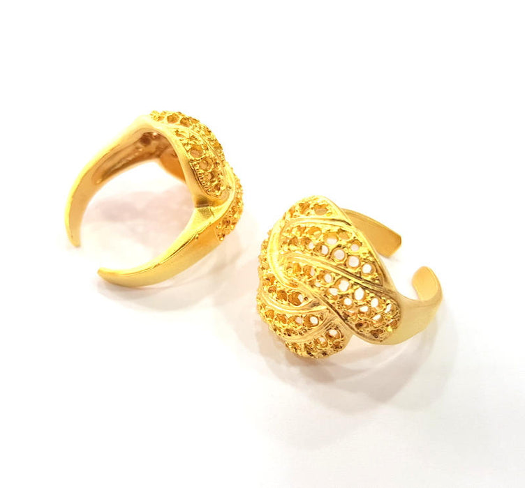Gold Ring Blank Ring Settings Ring Bezel Base Cabochon Mountings Adjustable  (2mm  blank ) Gold Plated Brass G10230