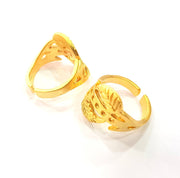 Gold Ring Blank Ring Settings Ring Bezel Base Cabochon Mountings Adjustable  (2mm  blank ) Gold Plated Brass G10232