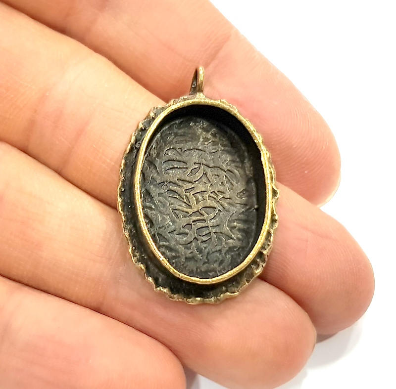 Antique Bronze Pendant Blank inlay Blank Mosaic Blank Resin Blank Bezel Base Mounting Antique Bronze Plated Brass ( 25x18mm blank) G11953