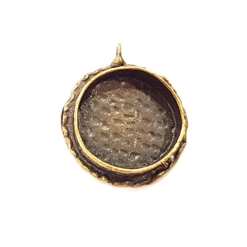 Antique Bronze Pendant Blank inlay Blank Mosaic Blank Resin Blank Bezel Base Mounting Antique Bronze Plated Brass ( 20mm blank) G11955
