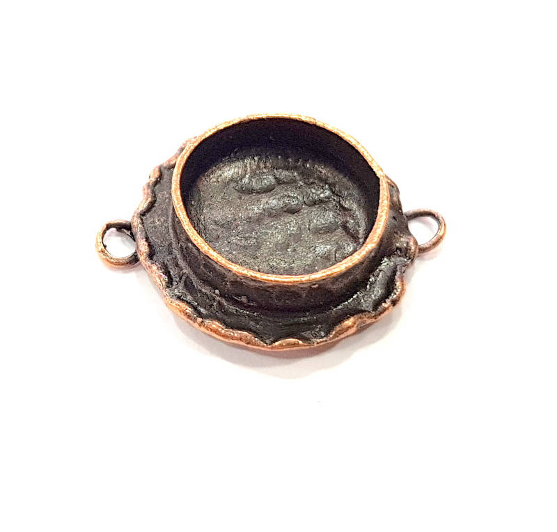 Antique Copper Connector Pendant Blank Mosaic Base Blank inlay Necklace Blank Resin Blank Mountings Copper Plated Brass (14mm ) G11966