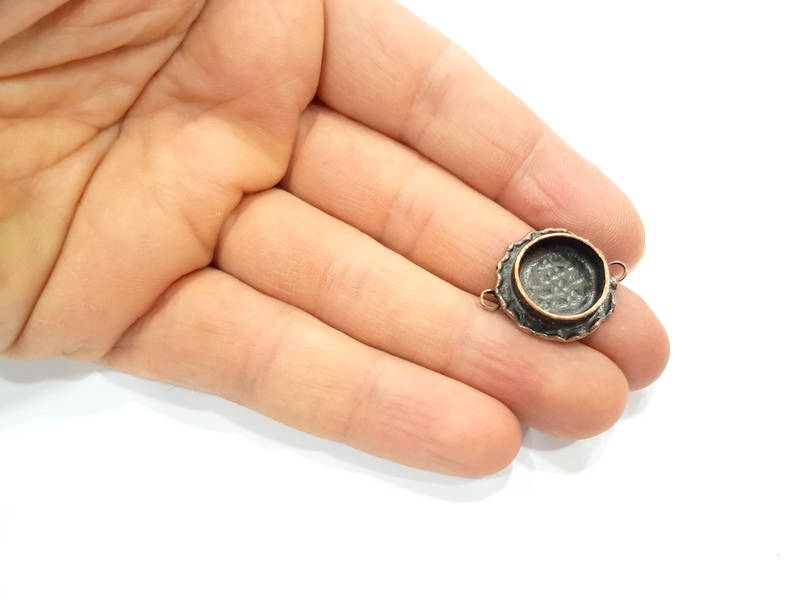 Antique Copper Connector Pendant Blank Mosaic Base Blank inlay Necklace Blank Resin Blank Mountings Copper Plated Brass (14mm ) G11966