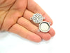 4 Silver Connector Pendant Blank Bezel Base Setting inlay Blank Earring Base Resin Mountings Antique Silver Plated (16 mm blank)  G11970