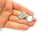 4 Silver Connector Pendant Blank Bezel Base Setting inlay Blank Earring Base Resin Mountings Antique Silver Plated (20x15 mm blank)  G11969