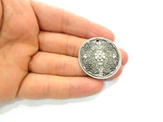 Silver Pendant Antique Silver Plated Metal (36mm) G11982