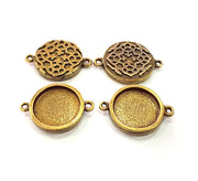 4 Antique Bronze Connector Pendant Blank inlay Blank Mosaic Blank Resin Blank Bezel Base Setting Mountings (20mm blank) G11990