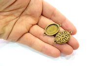 4 Antique Bronze Connector Pendant Blank inlay Blank Mosaic Blank Resin Blank Bezel Base Setting Mountings (20x15mm blank) G11992