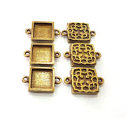 6 Antique Bronze Connector Pendant Blank inlay Blank Mosaic Blank Resin Blank Bezel Base Setting Mountings (12mm blank) G11994