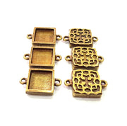 6 Antique Bronze Connector Pendant Blank inlay Blank Mosaic Blank Resin Blank Bezel Base Setting Mountings (12mm blank) G11994