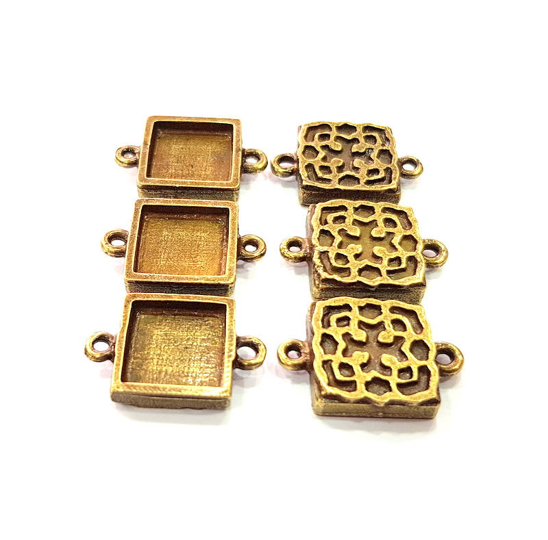 6 Antique Bronze Connector Pendant Blank inlay Blank Mosaic Blank Resin Blank Bezel Base Setting Mountings (12mm blank) G11994