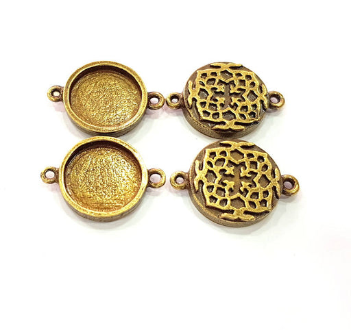 4 Antique Bronze Connector Pendant Blank inlay Blank Mosaic Blank Resin Blank Bezel Base Setting Mountings (16mm blank) G11995