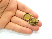 4 Antique Bronze Connector Pendant Blank inlay Blank Mosaic Blank Resin Blank Bezel Base Setting Mountings (16mm blank) G11995