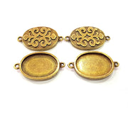 4 Antique Bronze Connector Pendant Blank inlay Blank Mosaic Blank Resin Blank Bezel Base Setting Mountings (25x18mm blank) G12001