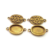 4 Antique Bronze Connector Pendant Blank inlay Blank Mosaic Blank Resin Blank Bezel Base Setting Mountings (18x13mm blank) G12005