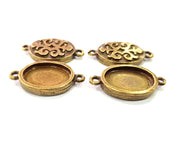 4 Antique Bronze Connector Pendant Blank inlay Blank Mosaic Blank Resin Blank Bezel Base Setting Mountings (18x13mm blank) G12005