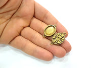 4 Antique Bronze Connector Pendant Blank inlay Blank Mosaic Blank Resin Blank Bezel Base Setting Mountings (18x13mm blank) G12005