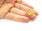 Gold Ring Blank Ring Settings Ring Bezel Base Cabochon Mountings Adjustable  (3mm blank ) Gold Plated Brass G10249