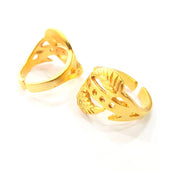 Gold Ring Blank Ring Settings Ring Bezel Base Cabochon Mountings Adjustable  (2mm blank ) Gold Plated Brass G10250