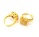 Gold Ring Blank Ring Settings Ring Bezel Base Cabochon Mountings Adjustable  (2mm blank ) Gold Plated Brass G10257
