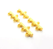 4 Gold End Bar Separator Findings  (18x8 mm) , Gold Plated Metal G10262