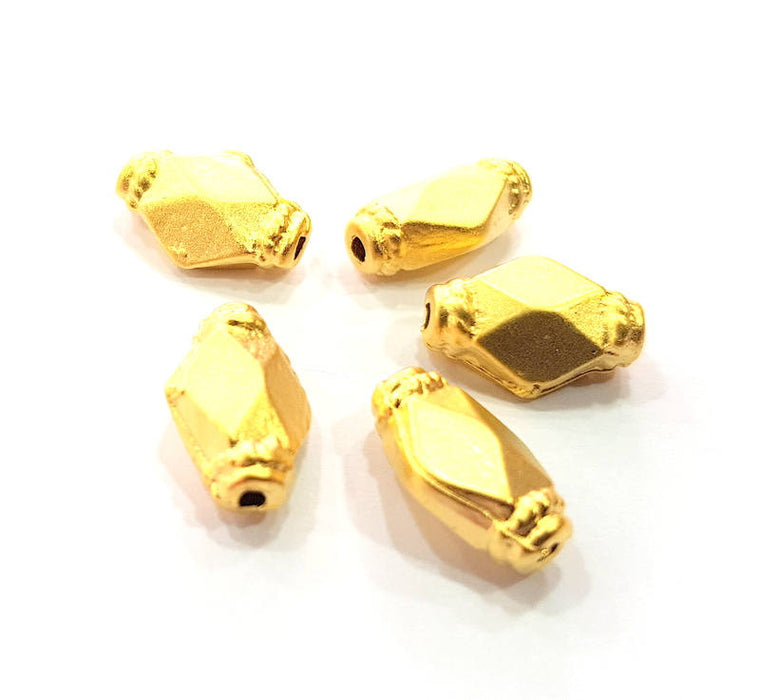 5 Gold Beads Gold Plated Metal Beads (11x7 mm)   G10263