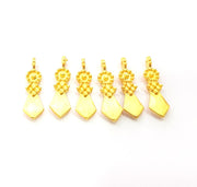 6 Gold Charm Gold Plated Charms  (25x7mm)  G10264