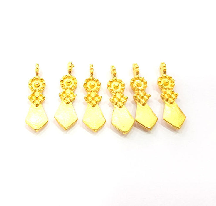 6 Gold Charm Gold Plated Charms  (25x7mm)  G10264