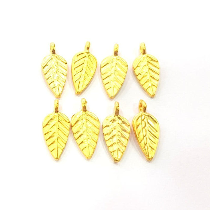 8 Leaf Charm Gold Plated Charms  (17x7mm)  G10267