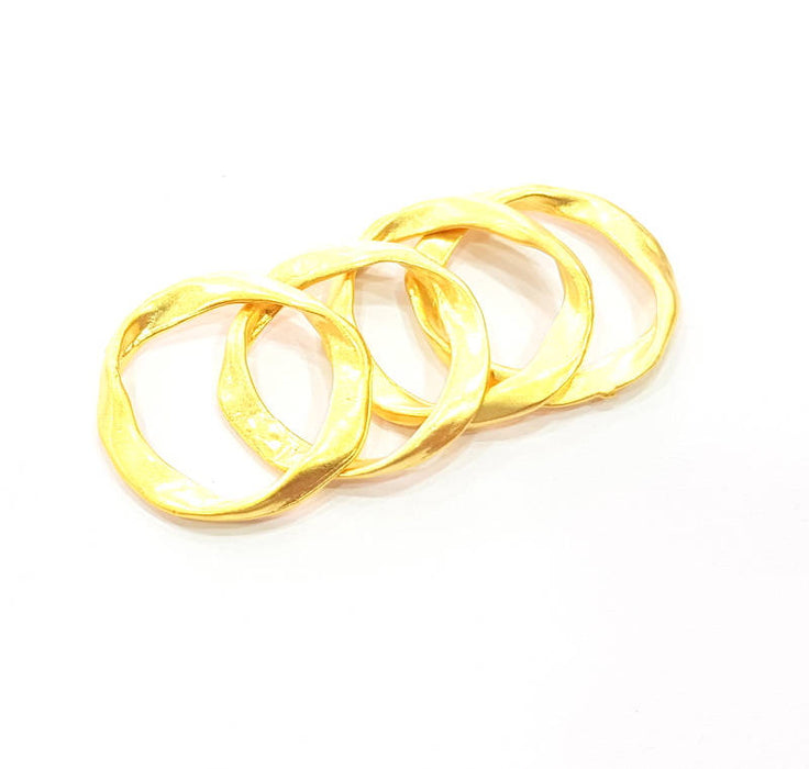 10 Gold Circle Gold Plated Circle Round Connector Pendants (27mm)  G10270