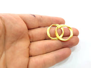 4 Gold Circle Gold Plated Circle Round Connector Pendants (27mm)  G10270