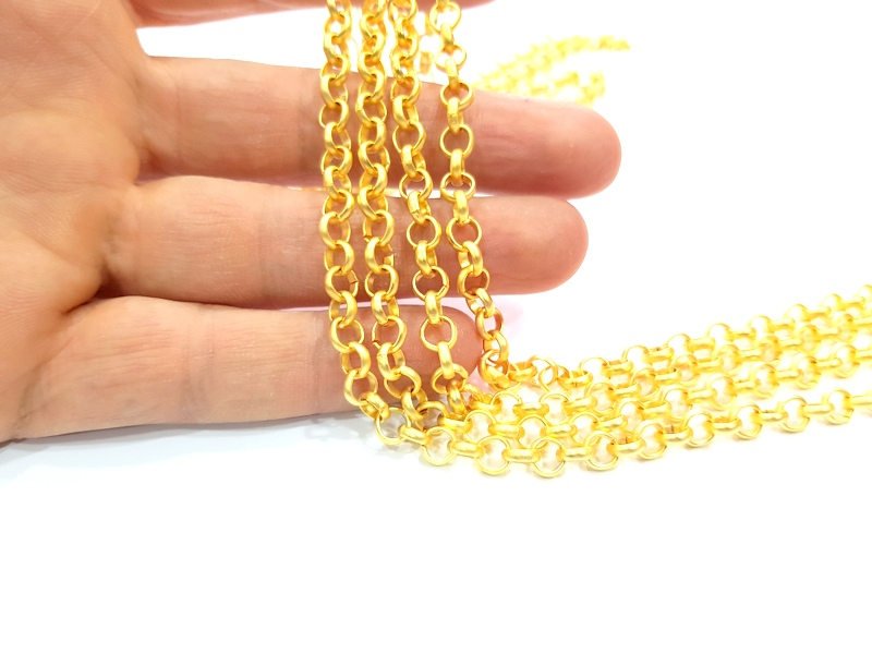 Gold Rolo Chain Gold Plated Chain 1 Meter - 3.3 Feet  (5 mm)  G9592