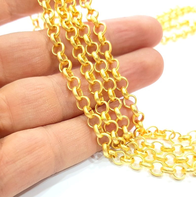 Gold Rolo Chain Gold Plated Rolo Chain 1 Meter - 3.3 Feet  (5 mm)  G9592