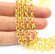 Gold Rolo Chain Gold Plated Rolo Chain 1 Meter - 3.3 Feet  (5 mm)  G9592