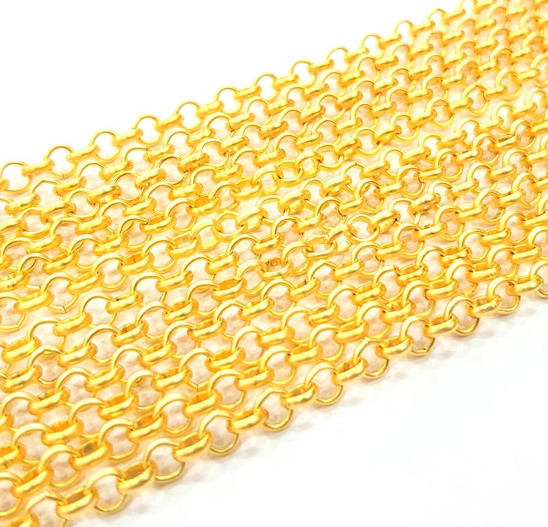 Gold Plated Rolo Chain  1 Meter - 3.3 Feet  (4 mm)   G9813