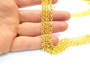 5 Meter - 16.5 Feet  (4 mm) Gold Plated  Rolo Chain , G9813