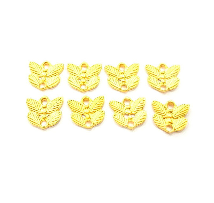 8 Leaf Charm Gold Charm Gold Plated Charms  (13x13mm)  G10273