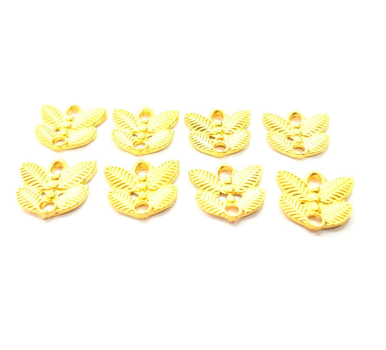 8 Leaf Charm Gold Charm Gold Plated Charms  (13x13mm)  G10273