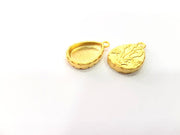 2 Gold Pendant Blank Base Setting Necklace Blank Resin Blank Mountings inlay Blank Gold Plated Blank ( 16x12mm blank ) G10277
