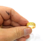 Gold Ring Blank Ring Settings Ring Bezel Base Cabochon Mountings Adjustable  (2mm blank ) Gold Plated Brass G10280