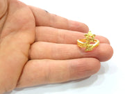 Gold Ring Blank Ring Settings Ring Bezel Base Cabochon Mountings Adjustable  (2mm blank ) Gold Plated Brass G10283