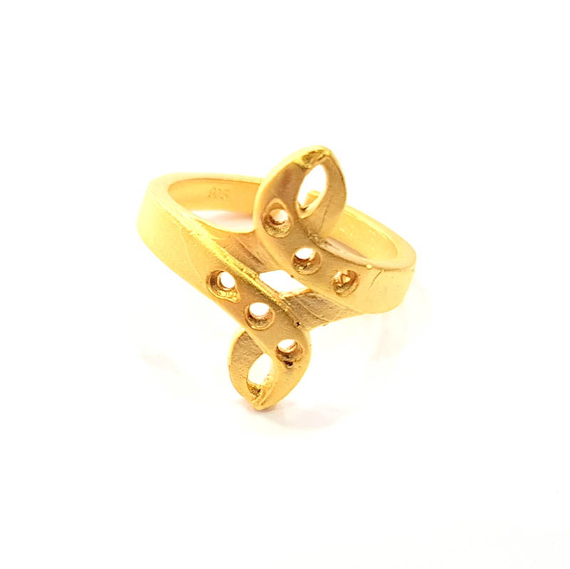 Gold Ring Blank Ring Settings Ring Bezel Base Cabochon Mountings Adjustable  (2mm blank ) Gold Plated Brass G10284