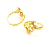 Gold Ring Blank Ring Settings Ring Bezel Base Cabochon Mountings Adjustable  (2mm blank ) Gold Plated Brass G10285