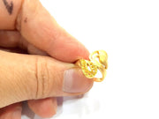 Gold Ring Blank Ring Settings Ring Bezel Base Cabochon Mountings Adjustable  (2mm blank ) Gold Plated Brass G10286