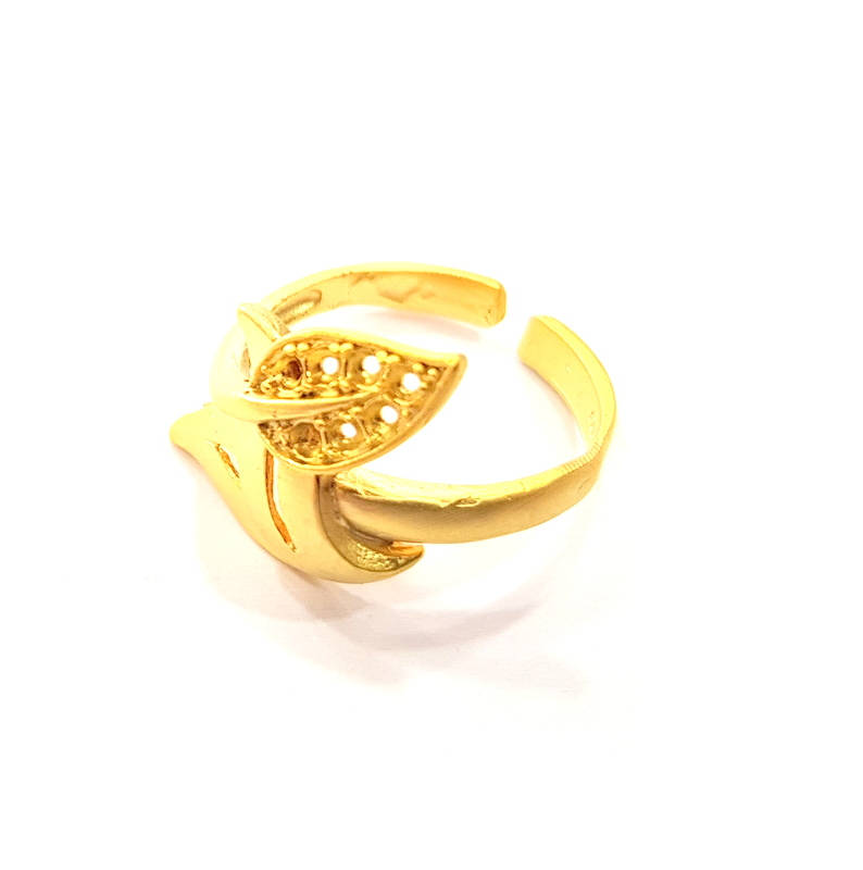 Gold Ring Blank Ring Settings Ring Bezel Base Cabochon Mountings Adjustable  (2mm blank ) Gold Plated Brass G10290