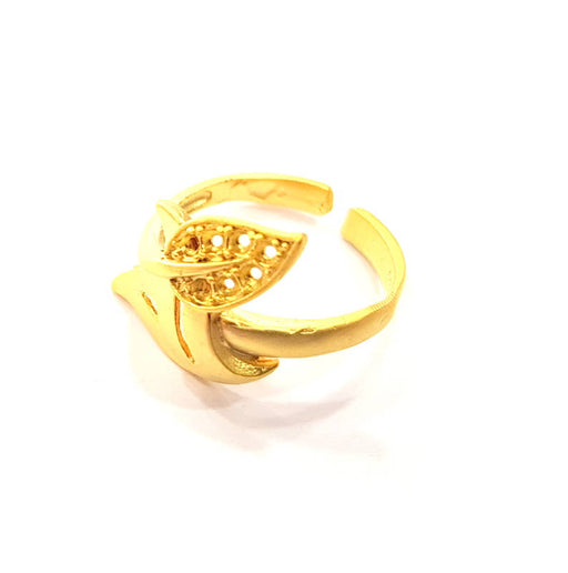 Gold Ring Blank Ring Settings Ring Bezel Base Cabochon Mountings Adjustable  (2mm blank ) Gold Plated Brass G10290