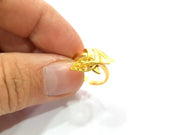 Gold Ring Blank Ring Settings Ring Bezel Base Cabochon Mountings Adjustable  (2mm blank ) Gold Plated Brass G10290